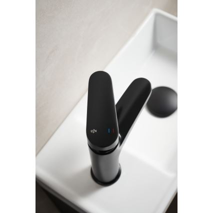 KFA Armatura 5552-815-81 - Смесител за мивка с изпускател и преливник OTAVA 15 см матово черен