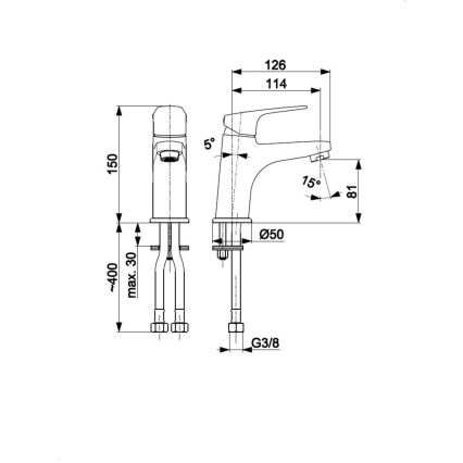 KFA Armatura 5552-815-81 - Смесител за мивка с изпускател и преливник OTAVA 15 см матово черен