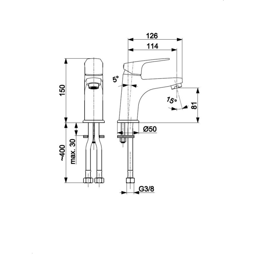KFA Armatura 5552-815-81 - Смесител за мивка с изпускател и преливник OTAVA 15 см матово черен