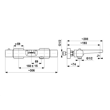 KFA Armatura 5754-010-61 - Термостатен смесител за вана MALAGA металически сив