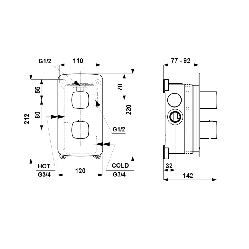 KFA Armatura 5759-001-61 - Термостатен душ смесител за вграждане MALAGA, сив металик