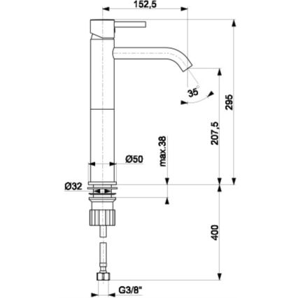 KFA Armatura 5822-612-81 - Кран за мивка NEDA 29,5 см месинг/матов черен