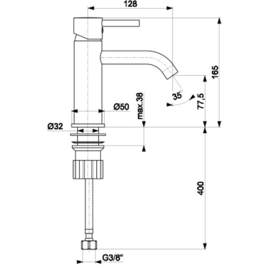 KFA Armatura 5822-815-81 - Кран за мивка + сифон NEDA 16,5 см месинг/матов черен