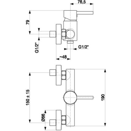 KFA Armatura 5826-010-81 - Кранче за душ NEDA месинг/матов черен