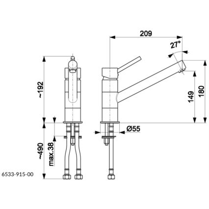 KFA Armatura 6533-915-81 - Кран за мивка ANDRA месинг/матов черен