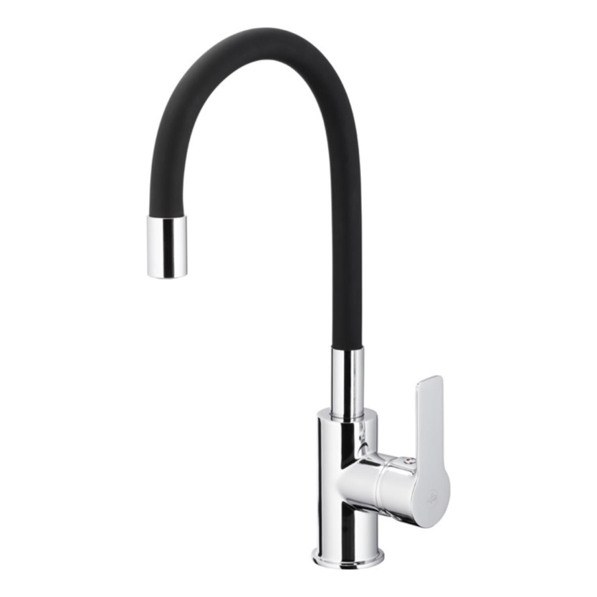 KFA Armatura 6553-915-00 - Кран за мивка с гъвкаво рамо RUMBA 40,5 cm черен/лъскав хром