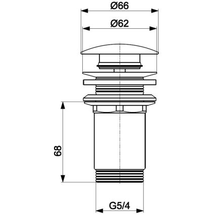 KFA Armatura 660-253-00 - Сифон за мивка без преливник CLICK-CLACK Ø 6,6 см лъскав хром