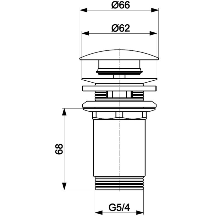KFA Armatura 660-254-81 - Мивка сифон с преливник CLICK-CLACK Ø 6,6 см месинг/матов черен