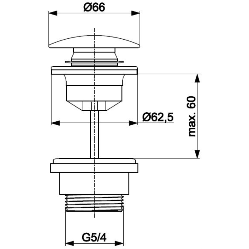 KFA Armatura 660-320-81 - Сифон за мивка CLICK-CLACK Ø 6,6 см неръждаем/матов черен