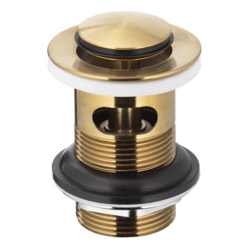 KFA Armatura 660-354-31 - Мивка сифон с преливник CLICK-CLACK Ø 6,2 cm месинг/шлайфан златист