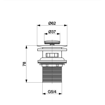 KFA Armatura 660-354-31 - Мивка сифон с преливник CLICK-CLACK Ø 6,2 cm месинг/шлайфан златист