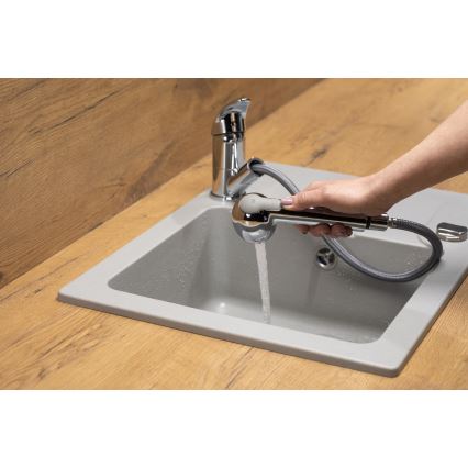 KFA Armatura 6613-110-00 - Кран за мивка с издърпваща се пръскачка INDIRA лъскав хром