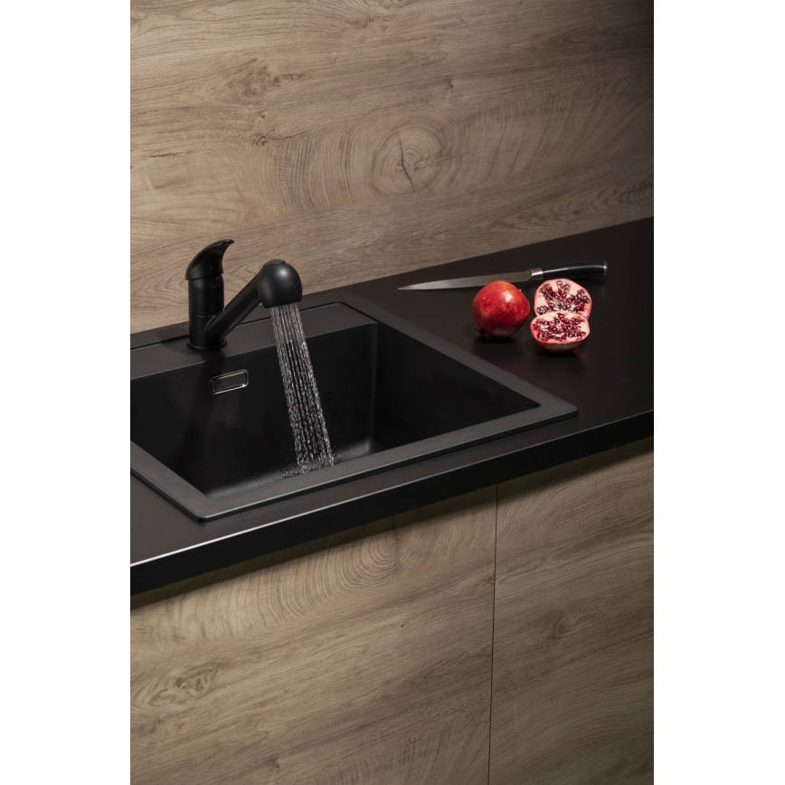 KFA Armatura 6613-110-81 - Кран за мивка с издърпваща се пръскачка INDIRA месинг/матов черен