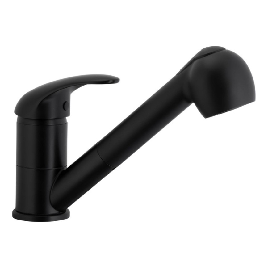 KFA Armatura 6613-110-81 - Кран за мивка с издърпваща се пръскачка INDIRA месинг/матов черен