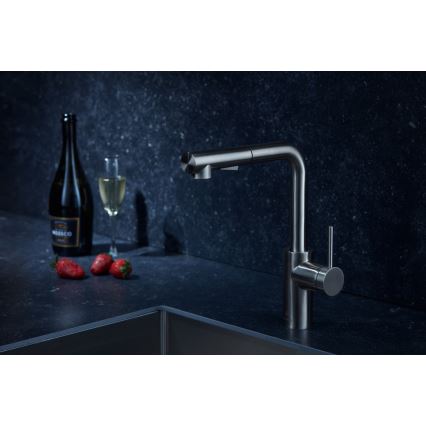 KFA Armatura 6623-110-22 - Кран за мивка с издърпваща се пръскачка DUERO BASIC неръждаем