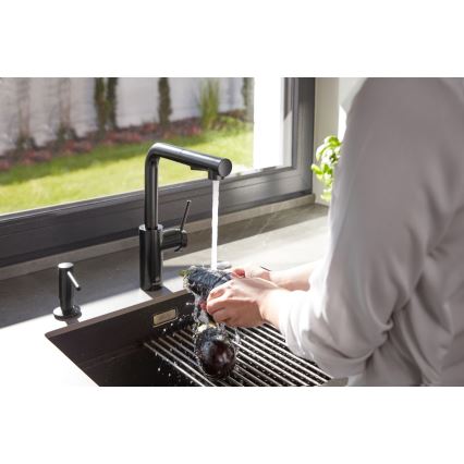 KFA Armatura 6623-110-81 - Кран за мивка с издърпваща се пръскачка DUERO BASIC неръждаем/матов черен