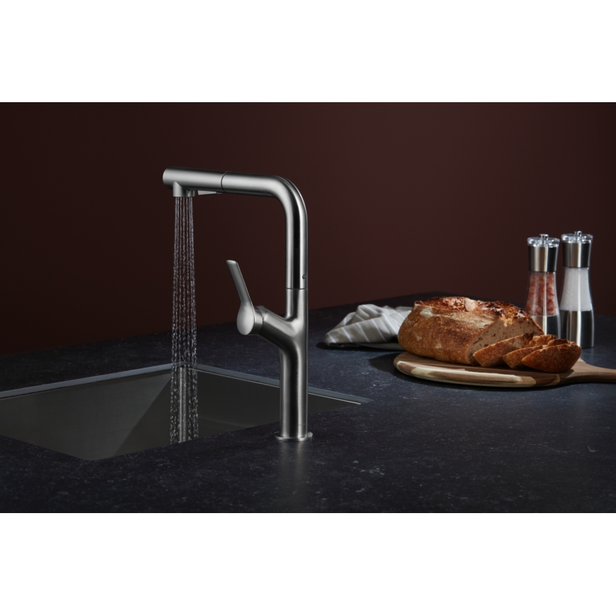 KFA Armatura 6623-220-22 - Кран за мивка с издърпваща се пръскачка DUERO DESIGN неръждаем