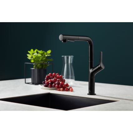 KFA Armatura 6623-220-81 - Кран за мивка с издърпваща се пръскачка DUERO DESIGN неръждаем/матов черен