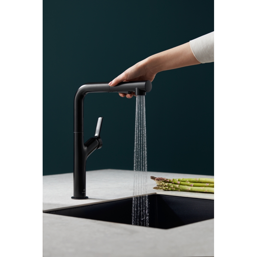 KFA Armatura 6623-220-81 - Кран за мивка с издърпваща се пръскачка DUERO DESIGN неръждаем/матов черен