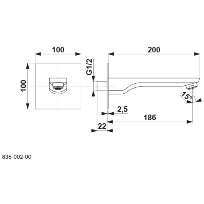 KFA Armatura 836-002-00 - Чучур за вграждане MOKAIT лъскав хром