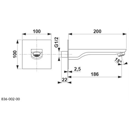 KFA Armatura 836-002-81 - Чучур за вграждане MOKAIT месинг/матов черен