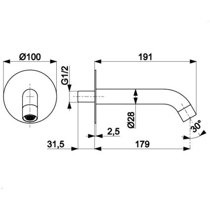KFA Armatura 836-004-81 - Чучур за вграждане MOZA месинг/матов черен