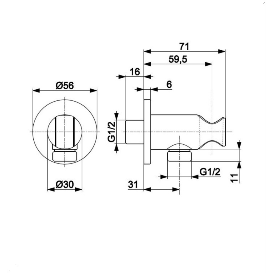 KFA Armatura 845-053-81 - Кръгла стойка за душ с извод за вода MOZA месинг/матов черен
