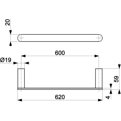 KFA Armatura 864-027-81 - Стенна закачалка за кърпи 62 см неръждаем/матов черен