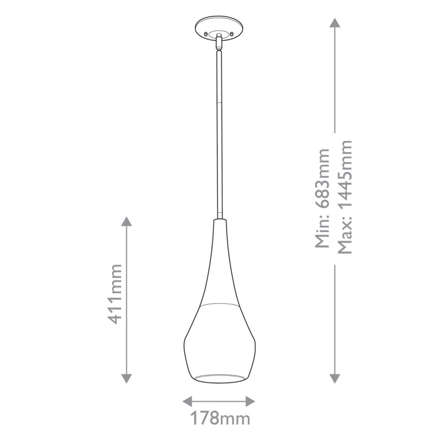 Kichler - Таванен полилей на прът DEELA 1xE27/60W/230V Ø 17,8 см черен