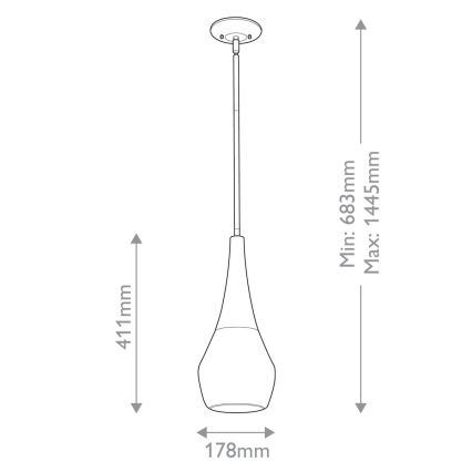 Kichler - Висящ полилей DEELA 1xE27/60W/230V Ø 17,8 cm месинг
