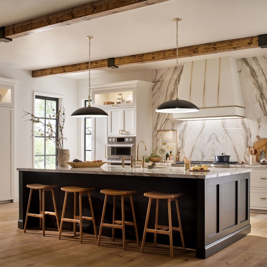 Kichler - Пендел DELAROSA 1xE27/60W/230V черен/месинг