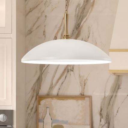 Kichler - Пендел DELAROSA 1xE27/60W/230V бял/месинг