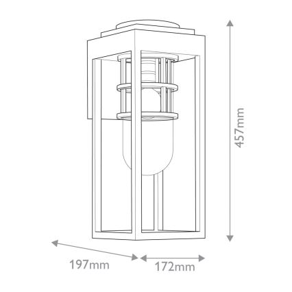 Kichler - Външно стенно осветително тяло HONE M 1xE27/60W/230V IP44 черно