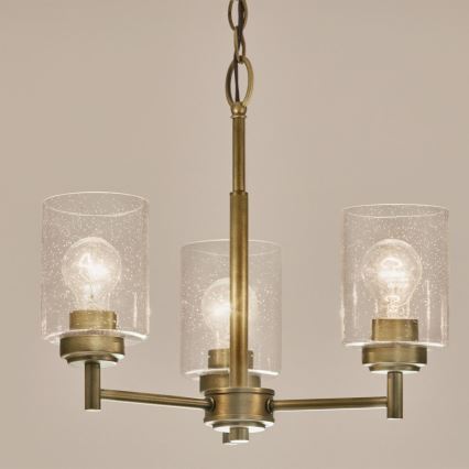 Kichler - Пендел WINSLOW 3xE27/60W/230V Ø 45,8 cm месинг