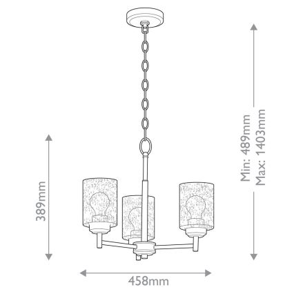 Kichler - Пендел WINSLOW 3xE27/60W/230V Ø 45,8 cm месинг