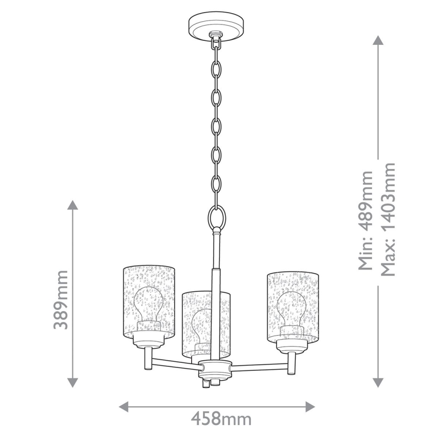 Kichler - Пендел WINSLOW 3xE27/60W/230V Ø 45,8 cm месинг