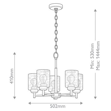 Kichler - Пендел WINSLOW 5xE27/60W/230V Ø 50,2 cm месинг