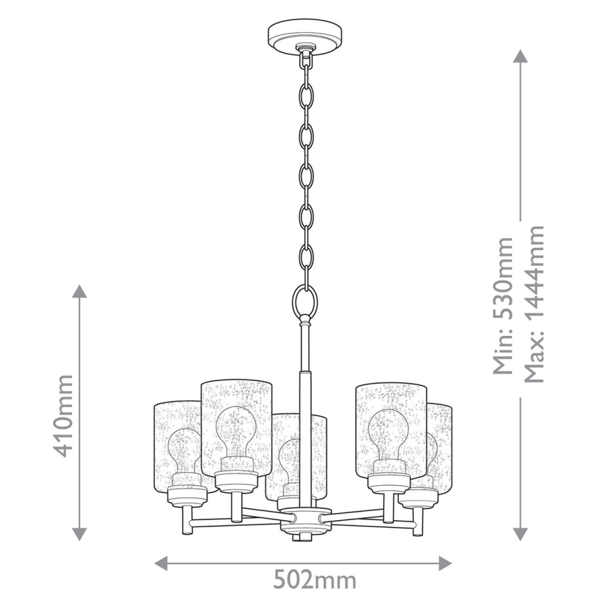 Kichler - Пендел WINSLOW 5xE27/60W/230V Ø 50,2 cm месинг