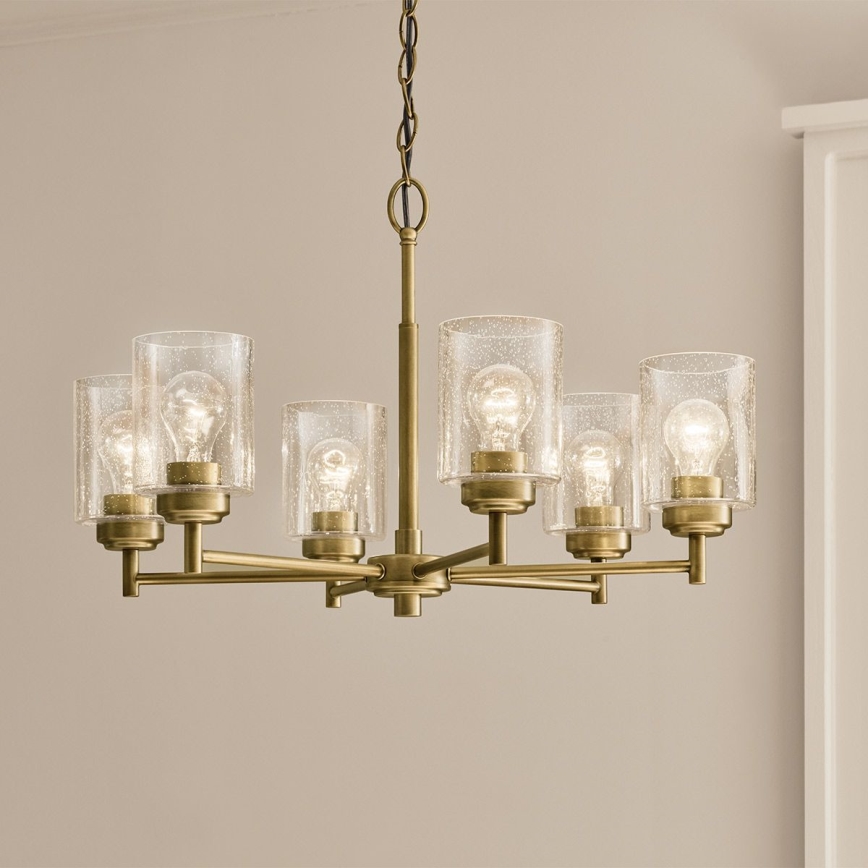 Kichler - Пендел WINSLOW 6xE27/60W/230V Ø 66 cm месинг