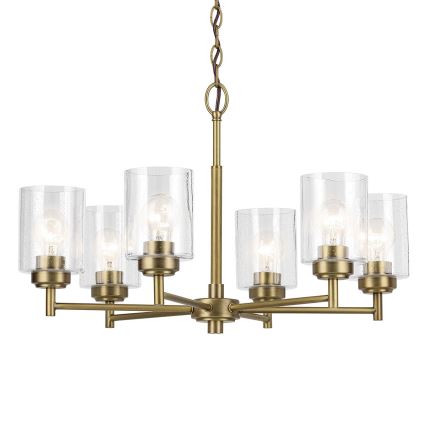 Kichler - Пендел WINSLOW 6xE27/60W/230V Ø 66 cm месинг