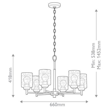 Kichler - Пендел WINSLOW 6xE27/60W/230V Ø 66 cm месинг