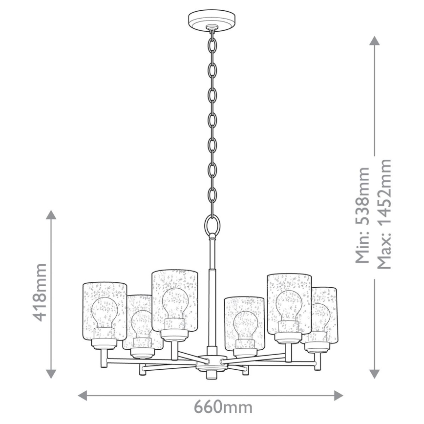 Kichler - Пендел WINSLOW 6xE27/60W/230V Ø 66 cm месинг