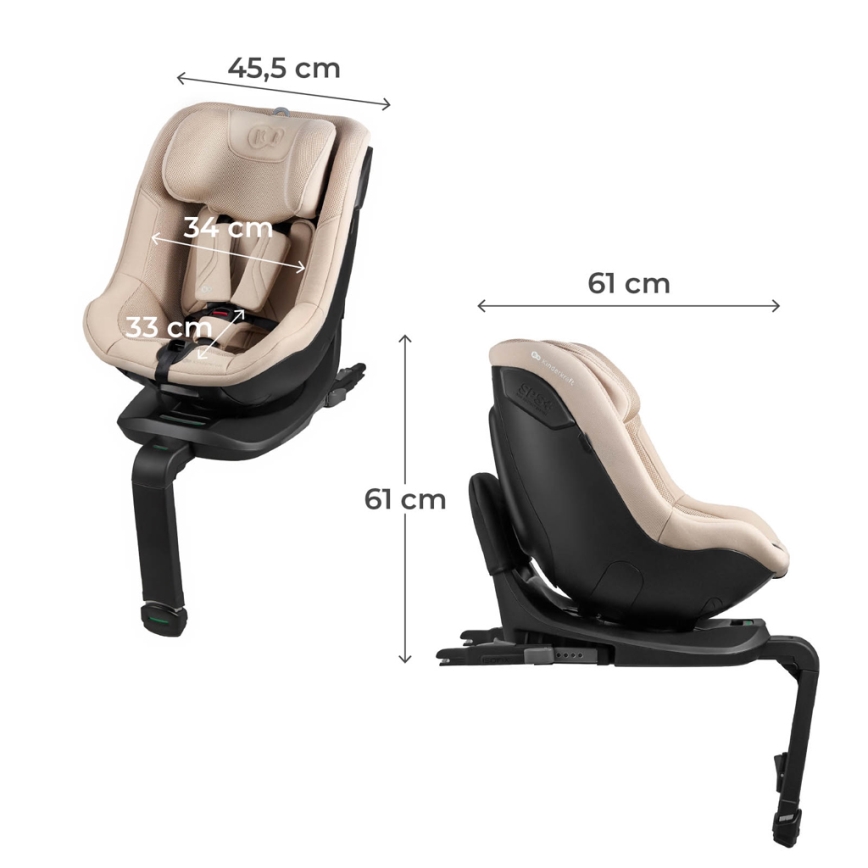 KINDERKRAFT - Детско столче за кола с въртяща се база I-GUARD PRO i-Size 61-105 cm бежово