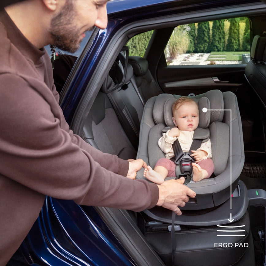 KINDERKRAFT - Автокресло с въртяща се база I-GUARD i-Size 40-105 cm сиво