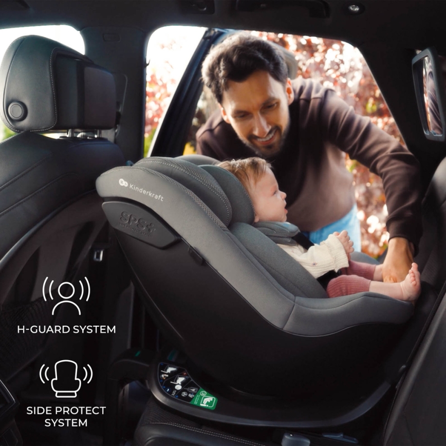 KINDERKRAFT - Автокресло с въртяща се база I-GUARD i-Size 40-105 cm сиво