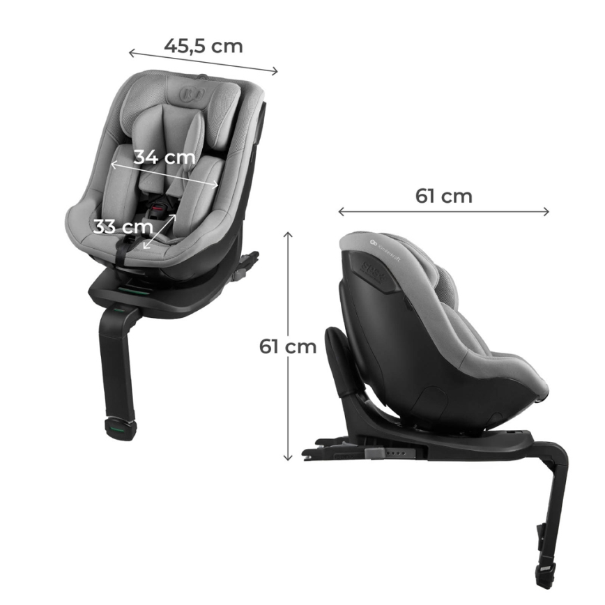 KINDERKRAFT - Автокресло с въртяща се база I-GUARD i-Size 40-105 cm сиво