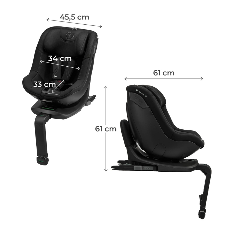 KINDERKRAFT - Автокресло с въртяща се база I-GUARD PRO i-Size 61-105 см черно