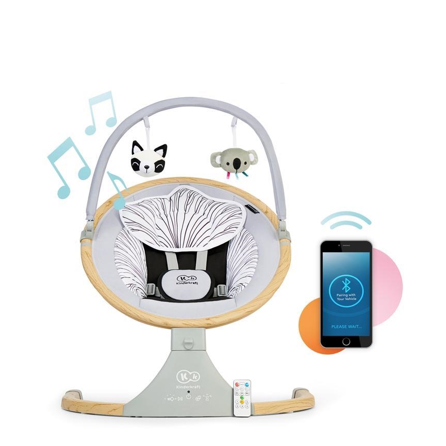 KINDERKRAFT - Бебешка вибрираща люлка с мелодия 2в1 LUMI