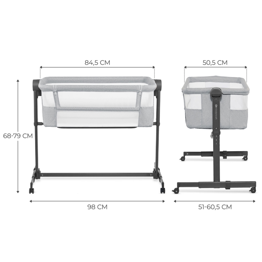 KINDERKRAFT - Бебешко креватче NESTE UP2 светлосиво