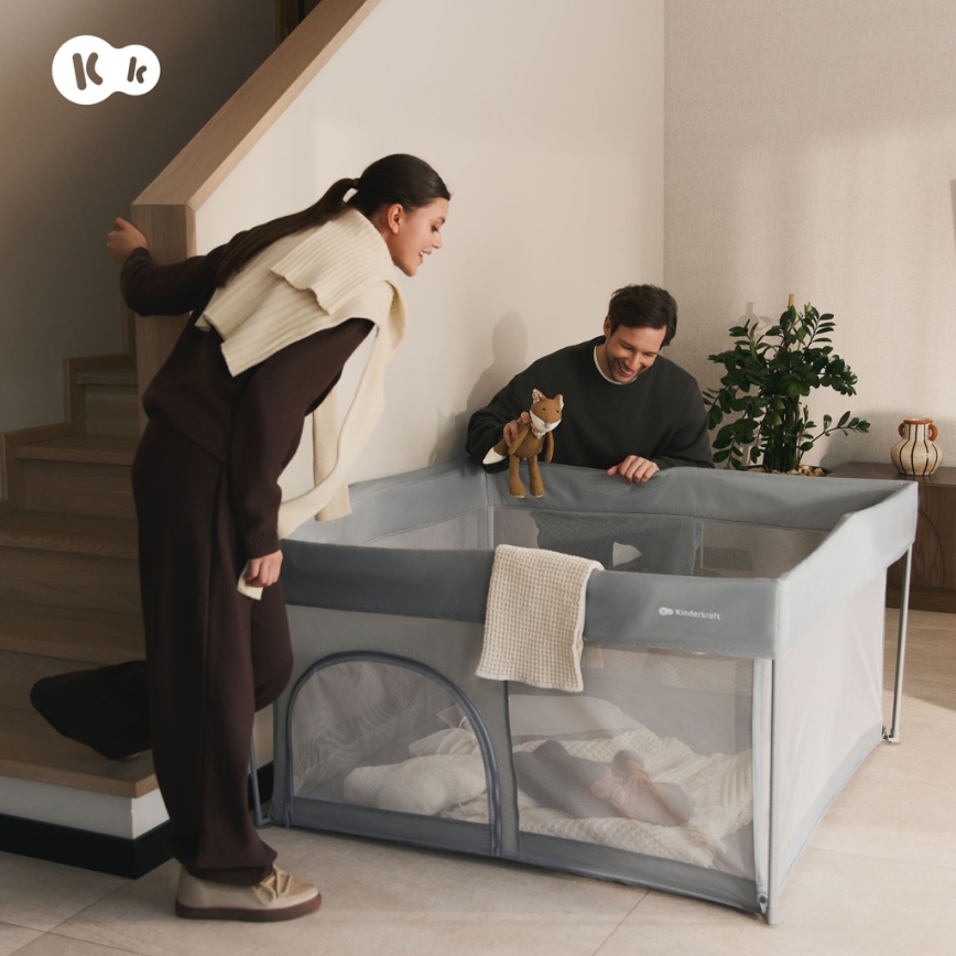 KINDERKRAFT - Детска ограда ZIKI сива